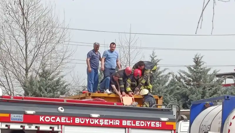 Tehlikeli Madde Taşıyan TIR Tankının İçine Düşerek Hayatını Kaybetme Tehlikesi Geçirdi